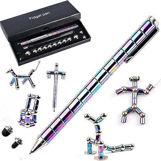 AYXXZJD 2022 Latest Decompression Magnetic Metal Toy Pen,Multifunctional Deformable Capacities Touch Screen Ballpoint Penintellectual Learning And Stress Reduction Gifts For Family Or Friends,Rainbow