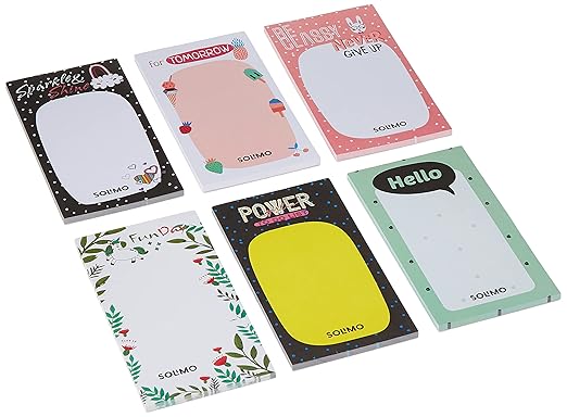 Amazon Brand - Solimo To Do List Planner  -  6.5 x 3.5, 50 Sheets Easy Tear Off Notepads, for Grocery, Shopping, Reminders, Checklist, Set of 6