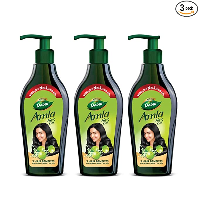 Dabur Amla Hair Oil - 550ml (Pack of 3) | For Strong, Long and Thick hair | Nourishes Scalp | Controls Hair Fall, Strengthens Hair & Promotes Hair Growth