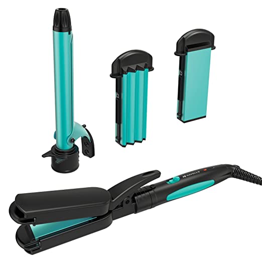 Havells HC4043 3 in 1 Hair Styler - Straightener, 19mm Curler, Crimper for Multiple Styles - (Blue/Black)