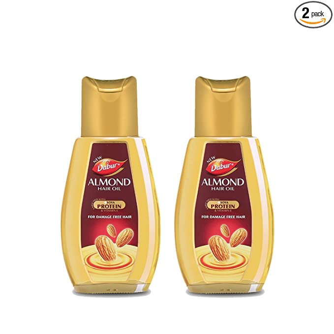 Dabur Almond Hair Oil - 580ml(290ml*2) | Provides Damage Protection | Non Sticky Formula | For Soft & Shiny Hair | With Almonds, Keratin Protein, Soya Protein & 10X Vitamin E