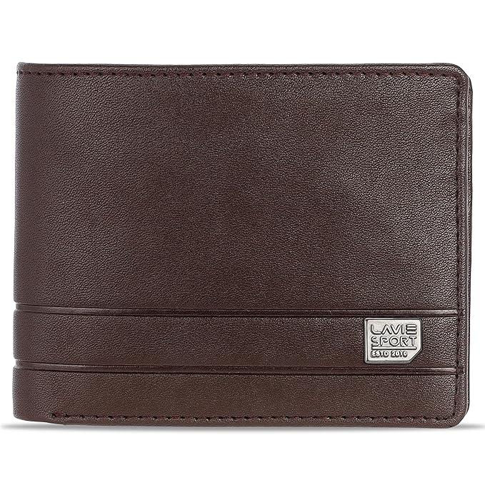 Lavie Sport Attorney Embossed Bi-Fold Wallet for Men|Matte Finish|2 compartments for Currency|Holds Upto 6 Credit/ATM Cards|2 sceret Pockets|Box Packaging for Gifting