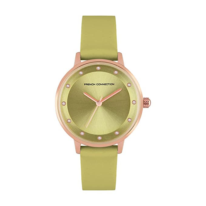 French Connection Leather Analog Green Dial Women's Watch-Fcn00035G, Band_Blue