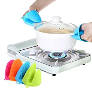 Suzec Silicone Pot Holder Heat Resistant, Oven Mitts Glove Cooking Pinch Grips Glove Hand Clip Convenient Pot Holder Kitchen Pot Holder Utensil Tool (Multicolor)  -  Pack of 2