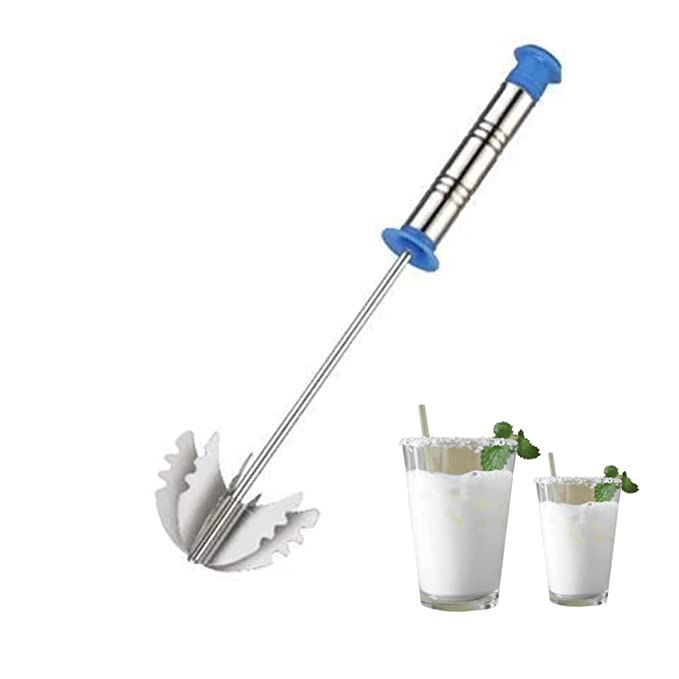 Suzec Stainless Steel Spring Mixi Egg, Lassi, Butter Milk Maker, Mixer Hand Blender (Steel Mixi) - Multicolor