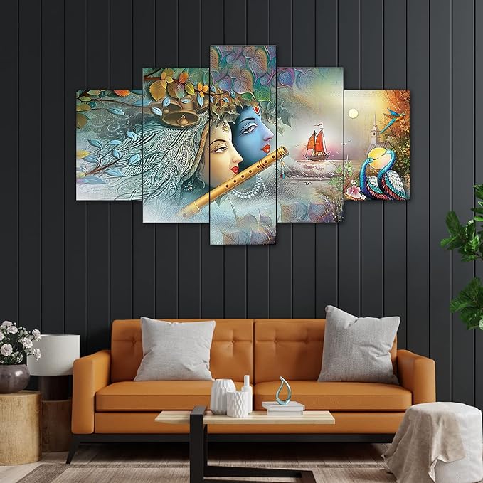 Perpetual Paintings for Wall Decoration - Set of 5,3d Scenery Wall Painting for Living Room Large Size with Frames for Wall Decor and Home Decoration, Hotel, Office (75 CM X 43 CM) KM