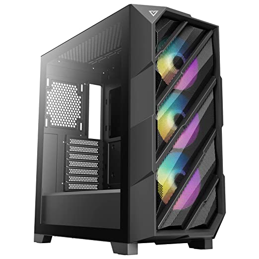 Antec Dark Phantom DP503 Mid Tower ATX Gaming Case I Cabinet I Tempered Glass Side Panel I 3 x 120 mm Fans Included, Type-C Ready, Rubber Grommets for Cable Management, VGA Card Holder