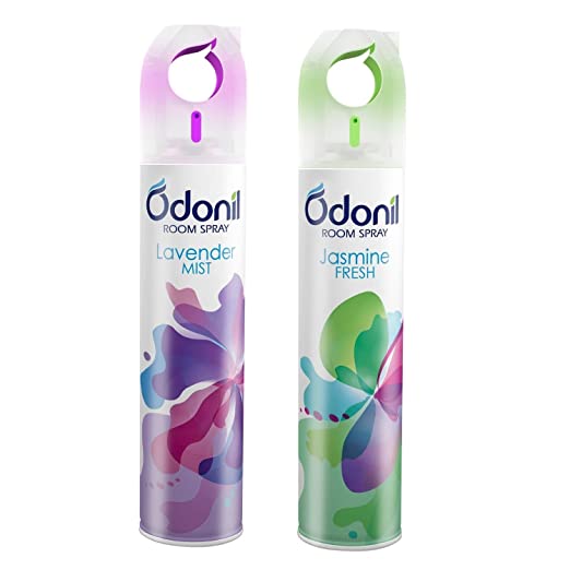 Odonil Air Freshener Spray for Home and Office - Lavender Mist and Jasmine Fresh (Pack of 2, 220ml each) | Long-lasting Fragrance