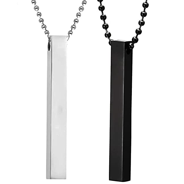 Okos Men's Jewellery 3D Cuboid Vertical Bar/Stick Stainless Steel Locket Pendant Necklace for Boys and Men PD1000871