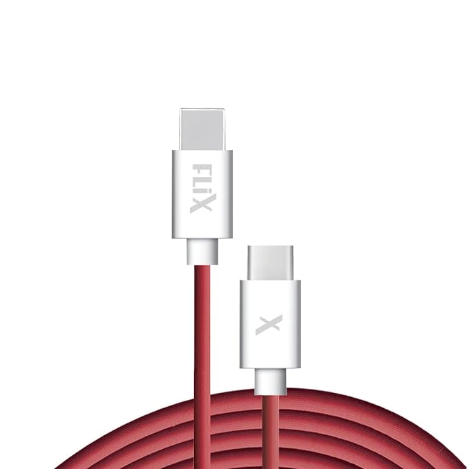 FLiX (Beetel OnePlus Dash Warp Charge Cable, 6.5A Type-C to USB C PD Data Sync Fast Charging Cable Compatible with One Plus 8T/ 9/ 9R/ 9 pro/ 9RT/ 10R/ Nord & for All Type C Devices - Red,1 Meter