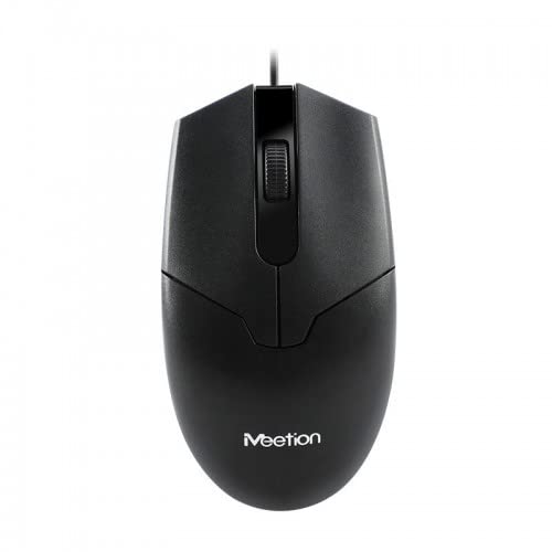 MEETION MT-M360 USB Wired Mouse Black with High Precision, Smooth Anti-Skid Scroller, 1000 DPI Optical Sensor, Symmetrical & Ergonomic Design, Plug & Play, Compatible with XP/Vista/7/8/10/11 MAC OS