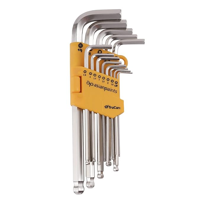 Asian Paints TruCare 26-in-1 Pcs Hex/Allen Key Set | Carbon Steel with Rust & Corrosion Resistant | Chrome Plating & Satin Finish | Multipurpose Tool Kit with 25° Ball-End Angle