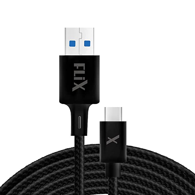 FLiX (Beetel Rush Series 60W / 5A Fast Charging 1m Type C Cable for Smartphones, Tablets, Laptops & other Type C devices, 480Mbps Data Sync, Quick Charge 3.0 (RPAC105, Black)