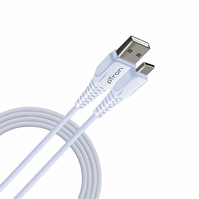 [Apply Coupon] - pTron Solero T241 2.4A Type-C Data & Charging USB Cable, Made in India, 480Mbps Data Sync, Durable 1-Meter Long USB Cable for Smartphone, Type-C USB Devices (White)