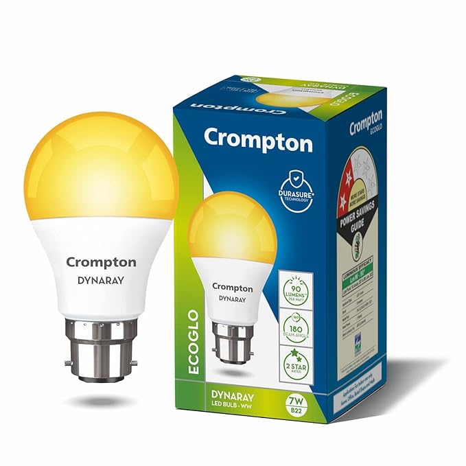 Crompton Dyna Ray 7W Round B22 LED Warm White Pack of 1