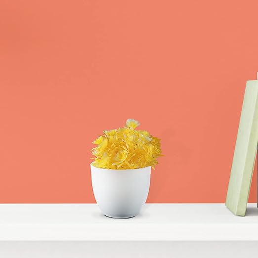 TrustBasket Artificial Mini Pine Shrub Yellow | Decorative Artificial Potted Indoor Plant for Living Room, Table Top, Office Desks, Home Garden & Balcony.