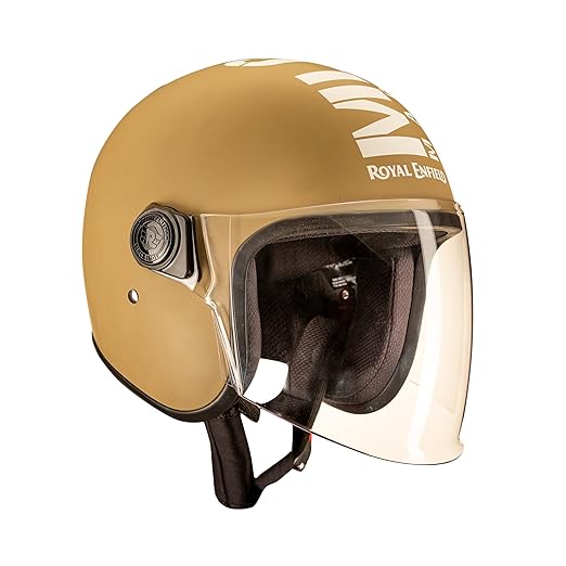 Royal Enfield Open Face MLG Helmet with Clear Visor Matt Desert Storm, Size: L(59-60cm)