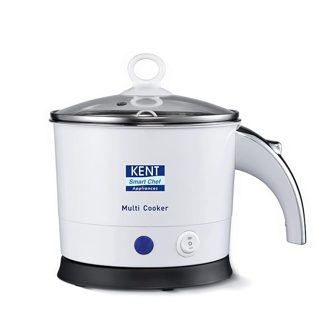KENT Electric Multicooker Cum Steamer/Kettle 1.2L 800W| Boiling of Water, Tea,Eggs, Instant Noodle Maker, Steaming idlis, Momos |Inner Stainless Steel without joint and welding & Cool Touch Outer Body