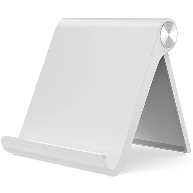 ELV Foldable, Portable, Tablet/Phone Stand. Compatible Phone Holder for iPhone, Android, Samsung, OnePlus, Xiaomi, Oppo, Vivo, Asus. Perfect for Bed,Office, Home,Gift and Desktop (White)