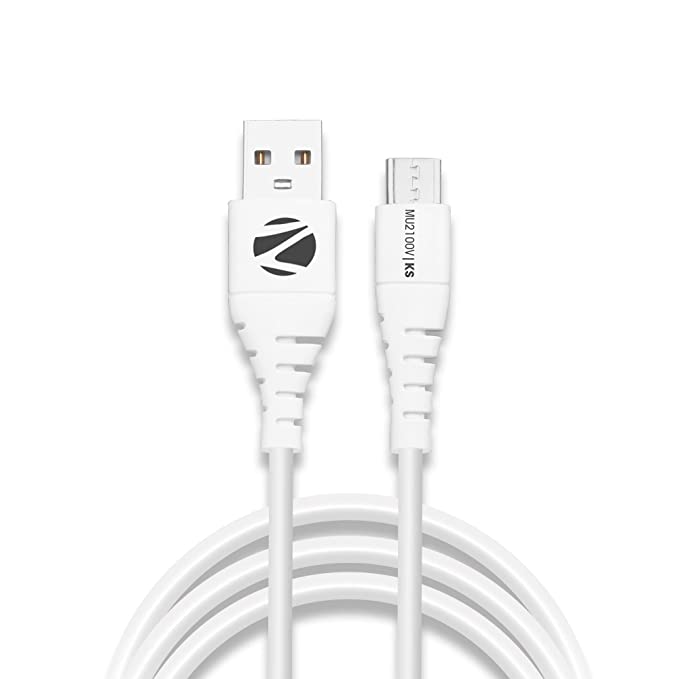 Zebronics MU2100V High quality 2.1A micro USB cable with 1 meter length, Data transfer support and Smartphone / tablet compatible usage(White)