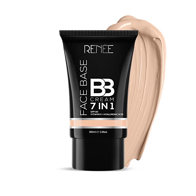 [Apply Coupon] - RENEE Face Base BB Cream 7 in 1 with SPF 30 PA+++Butterscotch 30ml| Enriched with Hyaluronic Acid & Vitamin C| Hydrates, Nourishes & Smoothens Skin