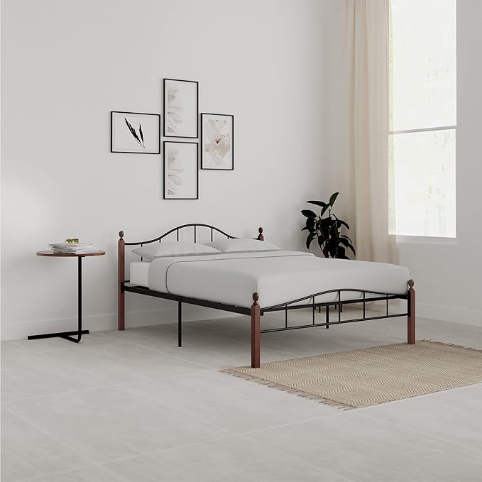 Amazon Brand - Solimo Clade Metal Queen Bed, Black (Glossy Metal Finish)
