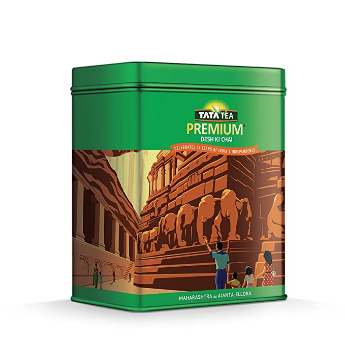Tata Tea Premium -Desh ka Garv Collectible Tin Pack | Maharashtra Ka Ajanta-Ellora | Celebrating 75 years of India's Independence | Black Tea | 250g