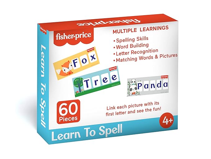 Fisher Price Learn to Spell Puzzles - 60 pieces, 3-4-5 letter spelling puzzles for Kids Age 4 Years & above - Learning and Development Puzzles - Fun & Learn with Colorful Puzzles