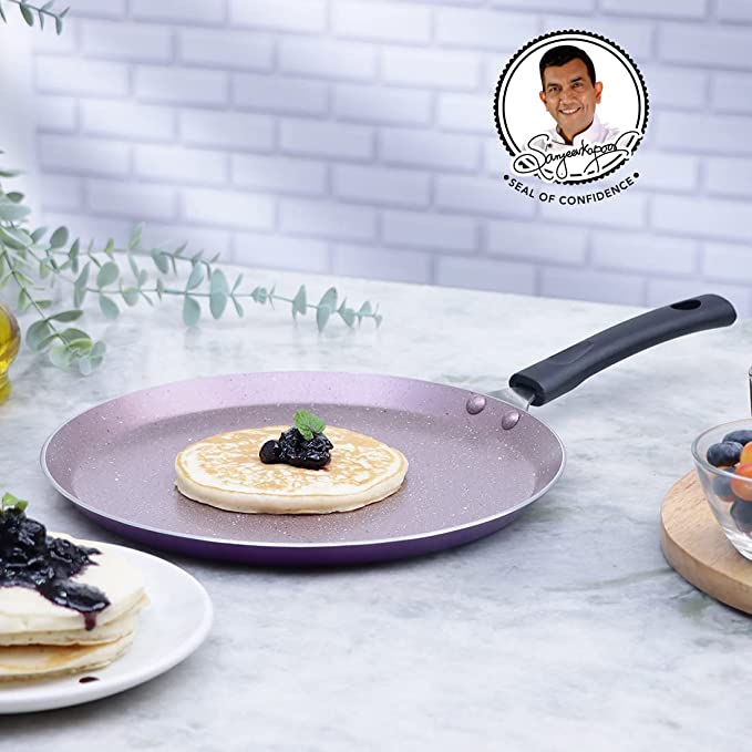 Wonderchef Valencia Non-Stick 28 Cm Dosa Tawa | Cool Touch Bakelite Handle | Pure Grade Aluminium| PFOA Free| 1 Year Warranty | Purple