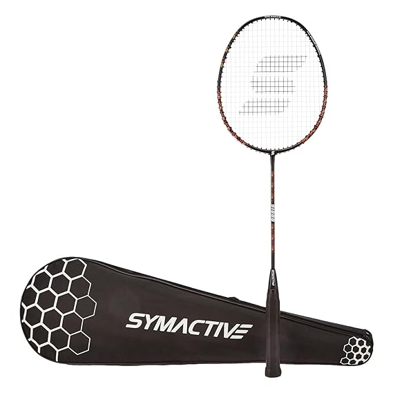 Amazon Brand - Symactive Full Graphite High Performance Badminton Racquet - Beginnner, S1000 (with Cover)