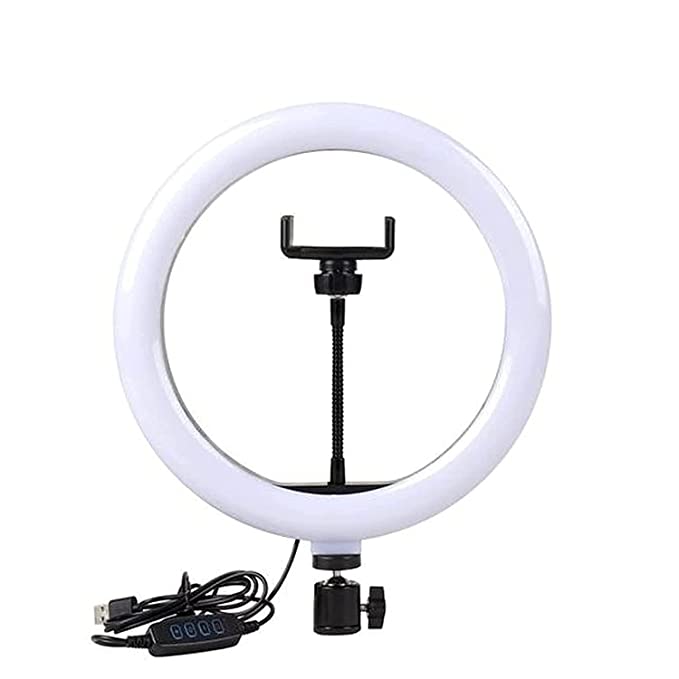 Dyazo 10 Inch LED Ring Light with 3 Level Brightness Dimmable Lighting for Vlogging , You Tube Video , Photo Shoot Live Streaming & Makeup Compatible with All Smart Phones & Cameras