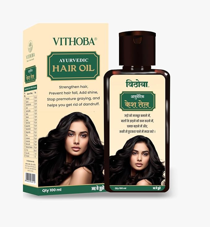 Vithoba Ayurvedic Kesh (Hair) Oil | Ayurvedic Anti Hairfall Hair | Hair Growth Oil Reduces Hair Fall Gives Soft, Strong, Long &Thick Hair | For Men & Women | 100ml |