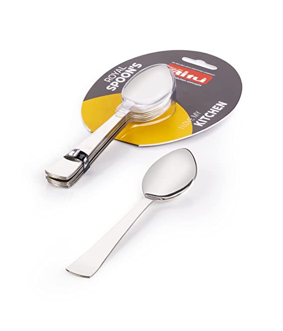 Ritu Royal Stainless Steel Baby Spoon Set of 6,Silver