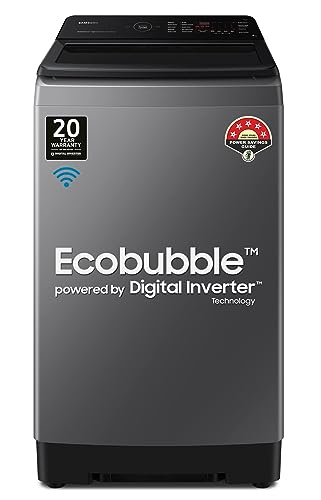 Samsung 9 kg, 5 star, Eco Bubble Technology, Wi-Fi, Soft Closing Door, Fully-Automatic Top Load Washing Machine (WA90BG4542BDTL, Versailles Gray)