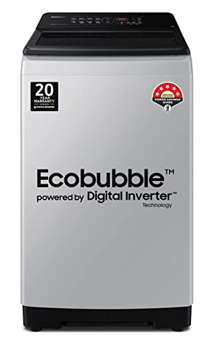 Samsung 8 kg, 5 star, Eco Bubble Tech, Digital Inverter Motor, Soft Closing Door, Fully-Automatic Top Load Washing Machine (WA80BG4441BGTL, Light Gray)