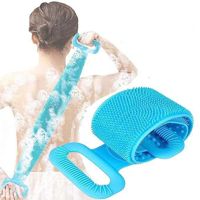 Varisty Silicone Body Back Scrubber, Double Side Bathing Brush For Skin Deep Cleaning Massage, Dead Skin Removal Exfoliating Belt For Shower, Easy To Clean,body Brush For Bathing (Back Belt)