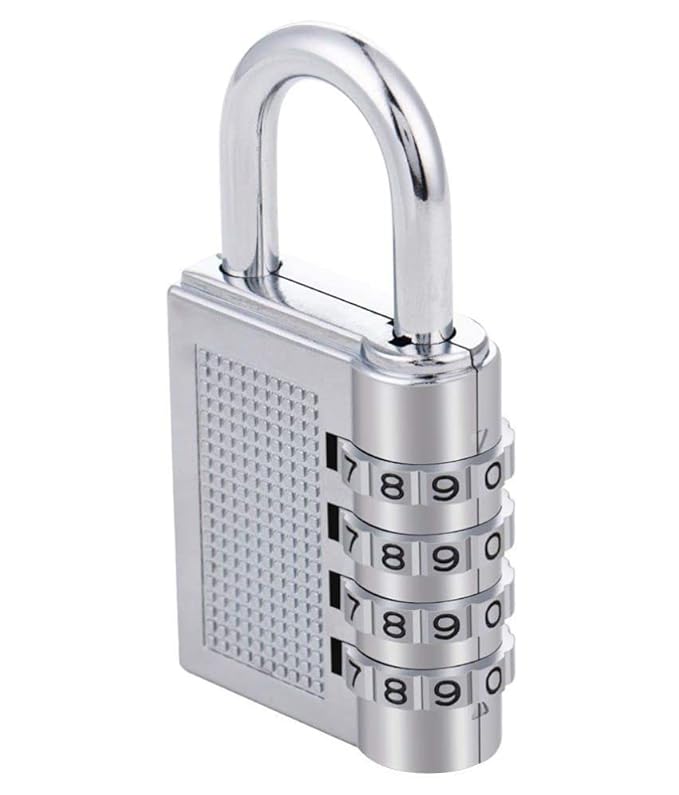 PUTHAK Padlock Metal Resettable Combination Lock Home Security (Silver)