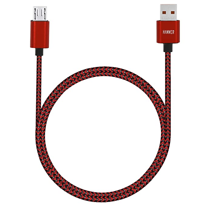 Hammer Micro USB Data Cable Fast Charging Data Sync Cable1 Meter (Red)
