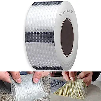Zulaxy Leakage Repair Waterproof Aluminium Rubber Tape, Hot & Cold Temperature Aluminium Foil Tape, Perfect for Sealing Water Leakage (5 CM x 5M, Silver, 1 PACK)