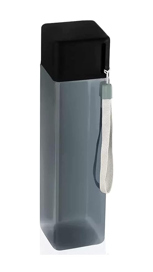 [Apply Coupon] - E-COSMOS Water Bottles for Fridge, Leakproof Durable BPA-Free Non-Toxic Food Grade Plastic Water Bottle, Square Water Bottle Set of 1 (Mix Colors, 1000ml Pack of 1, Black)