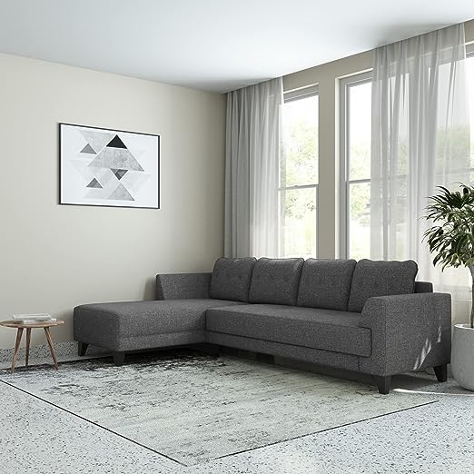 Amazon Brand - Solimo Tissburg 6 Seater RHS Sectional Sofa (Fabric, Grey)