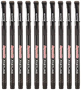 Reynolds Fast line 10 CT Black | Lightweight Ball Pen With Comfortable Grip for Extra Smooth Writing I School and Office Stationery