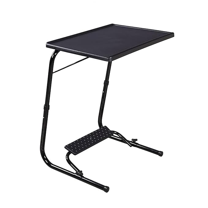 TABLE MAGIC Alloy Steel Laptop Desk with Footrest, Height Adjustable, Multipurpose (TM Footrest-Black, Large, 53cm)