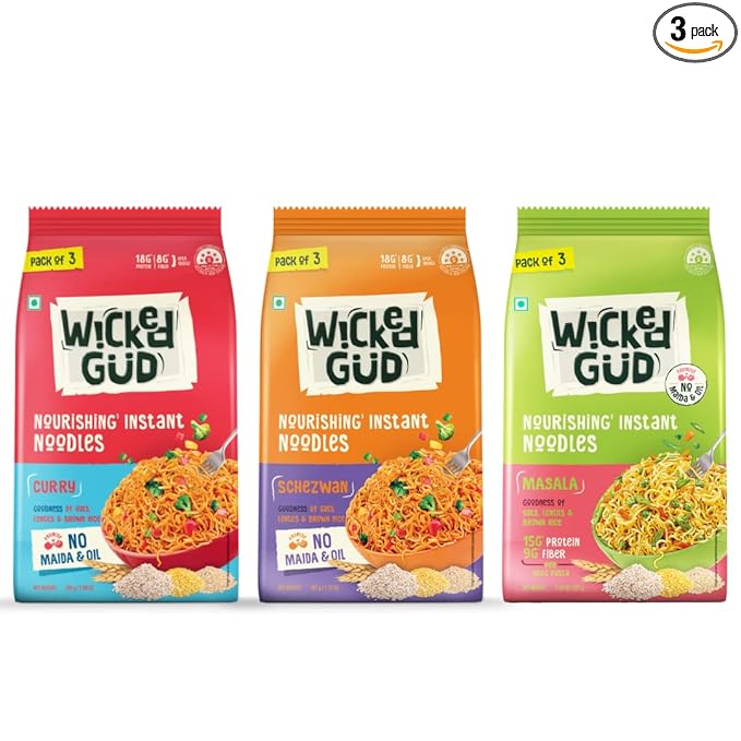 WickedGud Nourishing Instant Noodles Range | No Maida | No Oil | No MSG | High Protein | High Fibre | Cholesterol Free