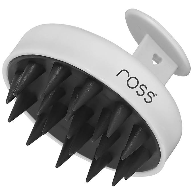 Ross Round Hair Scalp Massager Shampoo Hair Brush, Super Soft Bristles, Exfoliating, Anti-Dandruff (White)