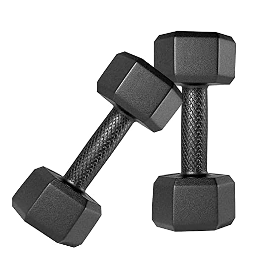 Spanco PVC (Round Shape) Dumbbells (1 Kg. X 2 = 2 Kg) Pack of 2 for Home Gym Equipment Fitness Barbell|Gym Exercise|Home Workout | Fitness Kit|Dumbbells Weights for Whole Body Workout