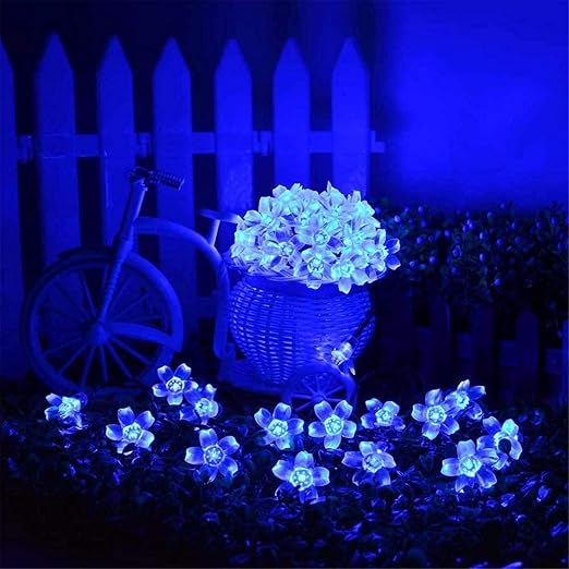 Quace DC String Lights 16 LED Blue Blossom Flower Light