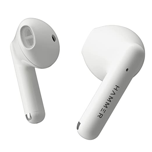 HAMMER KO Pro Bluetooth Earbuds with Upto 20H Playtime, ENC, Fast Charging Type-C, IPX4 Water Resistant, Bluetooth v5.3, Touch Controls and Voice Assistant (White)