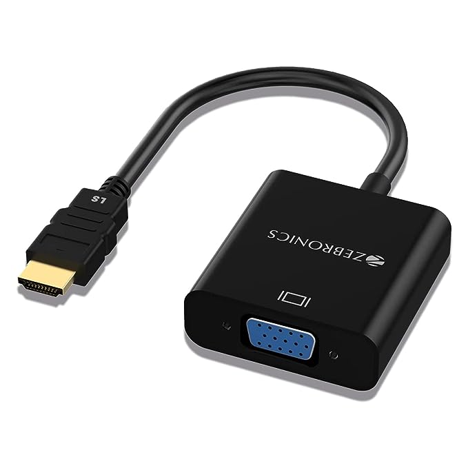 ZEBRONICS HAV01 HDMI to VGA Adapter with Full HD 1080p @ 60Hz Native Resolution, Gold Plated connectors, Plug Play Usage, Strong and Durable Build Quality