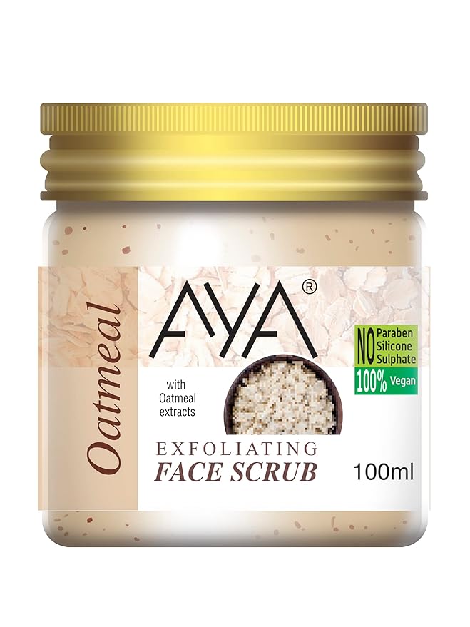 AYA Oatmeal Exfoliating Face Scrub, 100 ml | Exfoliate Scrub | Blackhead Remover, Whitehead Remover, Dead Skin Remover, Detan Pack | Oatmeal Scrub For Women & Men | No Paraben, No Sulphate, No Silicone |